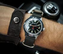 Vintage Ukraine ancient old 50 s collection black leather Soviet mechanical watch