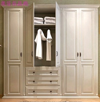 American solid wood wardrobe customization Simple European black and white large wardrobe pastoral country four or five doors overall furniture customization