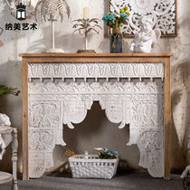 American French solid wood retro fireplace decorative cabinet living room made old carved hostel creative entrance partition table
