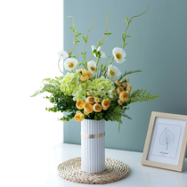 Nordic Andromeda Emulation Silk Flower Art Living Room Genguan Decoration Pendulum Pieces Bouquet Table White Gold Side Color Ceramic Vases