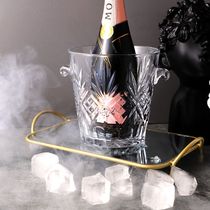 Bar Ware crystal glass ice bucket Champagne wine ice bucket European carved small ice bucket mouth cloth