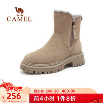 Camel snow boots ladies 2021 Winter new warm plus velvet padded women boots fur one tube cotton shoes