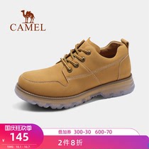 Camel outdoor shoes mens work shoes frosted non-slip Korean version of Joker fashion work shoes thick-soled cowhide shoes