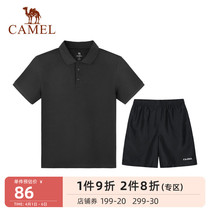 Camel Speed Dry Sports Suit Men 2022 Summer New Turnover Short Sleeves Shorts Fitness Casual Polo Two Sets