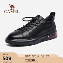 Camel outdoor shoes mens 2021 new sports autumn casual leather shoes trend Korean version of leather black board shoes men