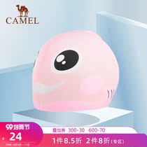 Camel childrens swimming cap girls long hair waterproof silicone swimming cap big boy swimming equipment