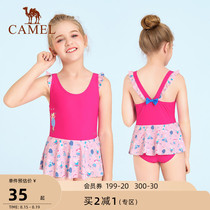 Camel childrens one-piece swimsuit 2021 new girl baby hot spring seaside big girl little girl swimsuit summer