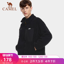 Camel outdoor fleece men 2021 autumn warm padded lamb wool jacket loose black tooling jacket men