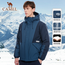 Camel cotton jacket outdoor color matching coat thickened cotton-padded jacket autumn and winter new men's and women's windproof waterproof mountaineering clothing