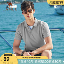 Camel mens thin spring and summer new lapel short-sleeved Polo shirt solid color cotton mens casual t-shirt top