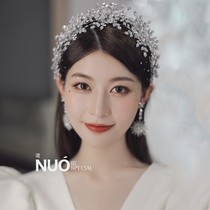 Wedding headdress bride 2021 new pearl hair band Korean wedding white yarn wedding jewelry crown with makeup headdress