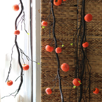 Simulation Vines Tomatoes Fruits Twigs Fruit Twigs Fruit Twigs Plant Wall-mounted Persimmon Pan Rattan Landscape Props Decorate Fake Trees