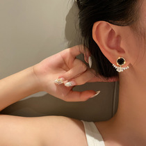 Paris (designer) Stephen conor inlaid with design sense earrings pure black temperament 100 hitchhiked female