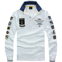 Air Force One 2020 Fall Serie Mens Sports polo shirt T-shirt Colour Collar Badge Embroidered Long Sleeve Compassionate