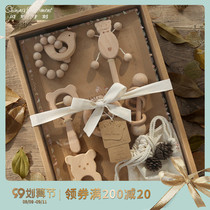 Newborn baby clothes gift box 100 days supplies newborn gift Full Moon birth baby wooden gift bag toy