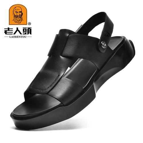 Человеческая голова, слайдеры, дышащие тапочки, летняя нескользящая кожаная пляжная обувь, высокие сандалии на платформе, из натуральной кожи, воловья кожа