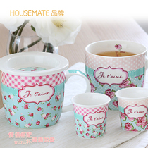 HOUSEMATE couple Cup ceramic mug Milk Cup with scale Bubble Milk Cup with lid with spoon
