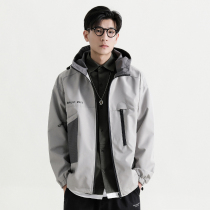 Freehand spring trend hooded trench coat mens mens personality handsome assault clothes casual thin coat gray top