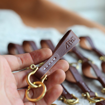 Yichen handmade custom leather logo lettering bronzing keychain enterprise partner gift pendant DIY