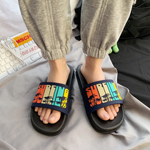  2021 summer new trend brand sandals boys Korean version of the trend all-match word drag casual non-slip beach slippers tide