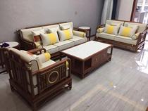  New Chinese style sofa Solid wood Modern minimalist villa model room Zen bed and breakfast Bar Living room Office sofa