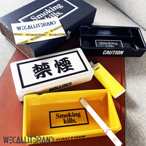 Spot# FR2 arita ware Yaki ceramic ashtray smoking kills multi-color