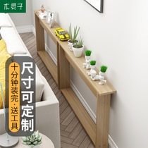 Wooden Lingzi sofa rear shelf Narrow long shelf against the wall floor-to-ceiling wooden frame behind the head of the bed seam gap strip