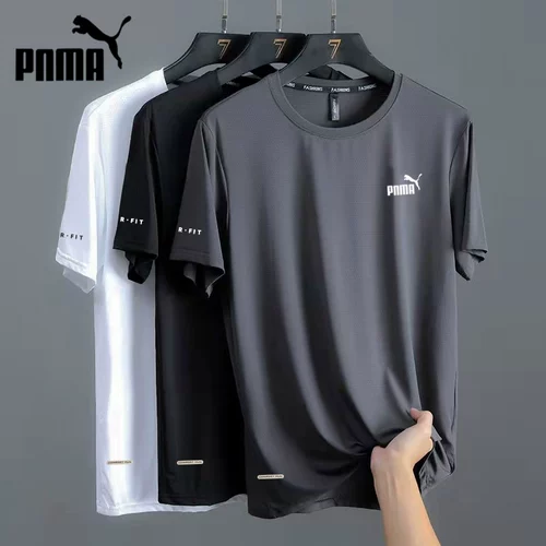 Шелковая тонкая однотонная быстросохнущая футболка, коллекция 2023, круглый воротник, свободный крой