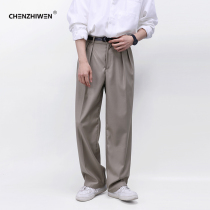 Chen Zhiwen summer mens Korean wind straight tube suit suit relaxed broad legs loose high-sense pants wearing