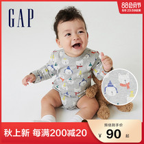 Gap baby pure cotton printed long-sleeved one-piece 742768 2021 autumn new childrens clothing side placket fart