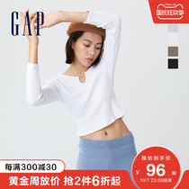 Gap Womens cotton short slim long sleeve T-shirt 790143 2021 autumn new solid color interior base shirt