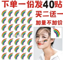 A 40 stickers cute event Seven Colors Rainbow face stickers childrens face stickers sports tattoo stickers customized