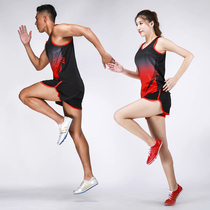 Track and field training suit suit Male and female students physical examination long and short running shorts Sports competition custom marathon vest