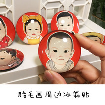 Baby 100 days commemorative fetal hair painting non-hand and foot printing Refrigerator stickers Baby children full moon year old gift tree painting new product