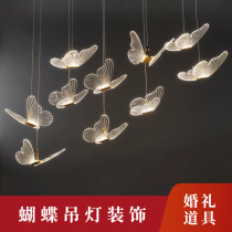 Wedding supplies decorative lights bedroom wrought iron road lead wedding background layout butterfly crystal ceiling lamp props ornaments