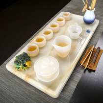 Jade tea tray household tea set tray straight drain small modern simple dry bubble table living room tea tea table Tea Sea