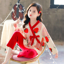 Girls pajamas Spring and Autumn 2021 New Cotton Girls Japanese Long Sleeve Princess Home Clothes Childrens Suit