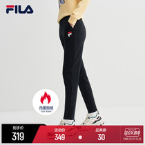 FILA Phila Le official womens pants knitted trousers 2021 autumn and winter New straight trousers small blue pants Sports Plus velvet pants