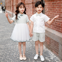 Kindergarten graduation photo costume summer host performance costume chorus costume elementary school student June 1 children retro suit