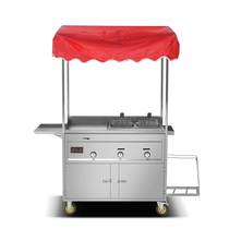 Gas commercial grill Snack car Grill stall Multi-function Teppanyaki frying mobile cart Hand grab cake machine