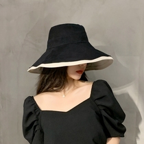 Rosex tangk Japanese sun visor Womens summer sun protection big cornice sun hat face small anti-UV fisherman hat