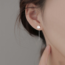 925 Pure Silver Rabbit Flow Suear Thread Flow Suearrings Small Temperament Brief 2021 New Tide Ear Nail