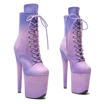 Leecabe European and American Gradient Super High Heel Boots Catwalk Model Nightclub Short Boots 20CM Fashion Tube Dance Womens Boots 3B