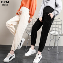  Pregnant womens pants womens spring and autumn outer wear loose wide-leg pants nine-point casual sports pants autumn small maternity clothes
