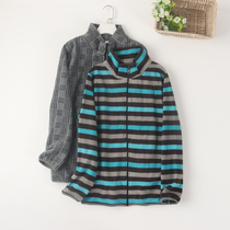 Foreign trade men and ladies fleece cardigan long sleeves home wear single tops fleece outerwear to keep warm autumn and winter
