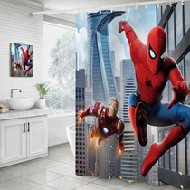 Spider-Man Hulk Shower Curtain Animation Waterproof and Mildew-proof Toilet Dry and Wet Separation Broker Curtain Bathroom Curtain Set