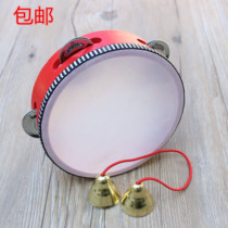 Wooden hand-rattled tambourine Kindergarten teacher beats drums with childrens hands ORF percussion instruments Dance Xinjiang toys