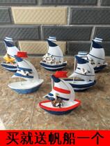 Mediterranean style wedding gift gift mini colored iron small sailing home decoration ornaments shooting props