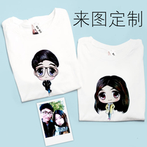Custom real person avatar photo DIY couple childrens parent-child outfit Q edition comic class suit Sketch cartoon pure hand-painted T-shirt