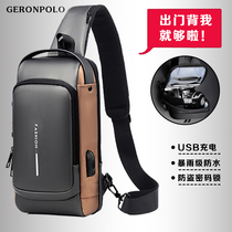 Anti-theft code lock men chest bag locomotive leisure sports shoulder shoulder bag large capacity leisure summer chest bag